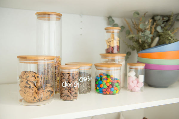 Medium Pack - Bamboo Lids, Glass Storage Jars