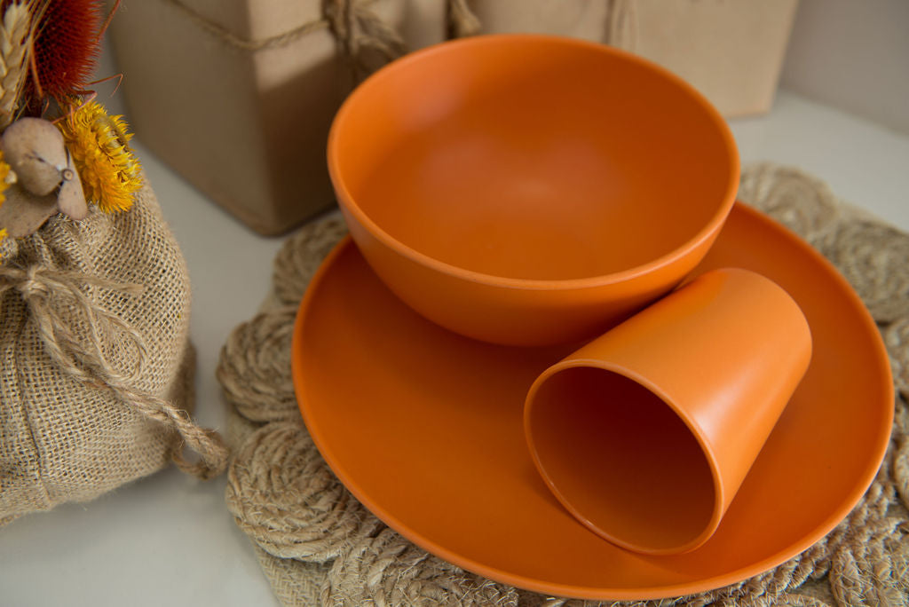 Bamboo Dinnerware Set - Sunset Orange