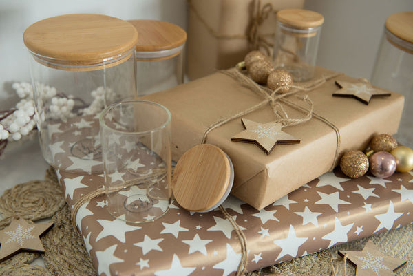 Large Pack - Bamboo Lids, Glass Storage Jars