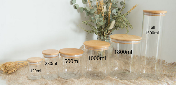 Medium Pack - Bamboo Lids, Glass Storage Jars
