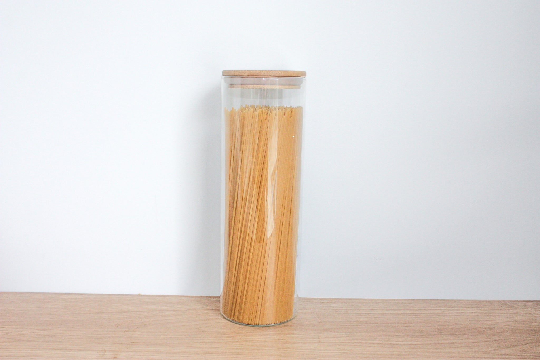 Bamboo Lid, Glass Storage Jar Tall Pasta Jar 1500ml