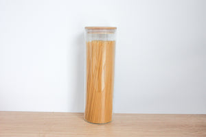 Bamboo Lid, Glass Storage Jar Tall Pasta Jar 1500ml