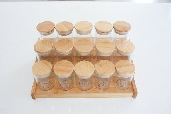 Bamboo 3 Tier Shelf with 15 X 120ml Herb and Spice Jars
