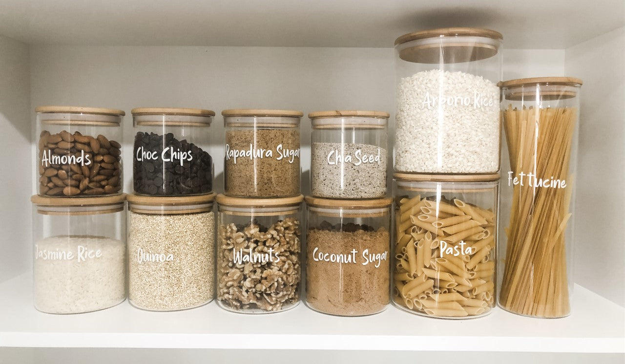 Medium Pack - Bamboo Lids, Glass Storage Jars