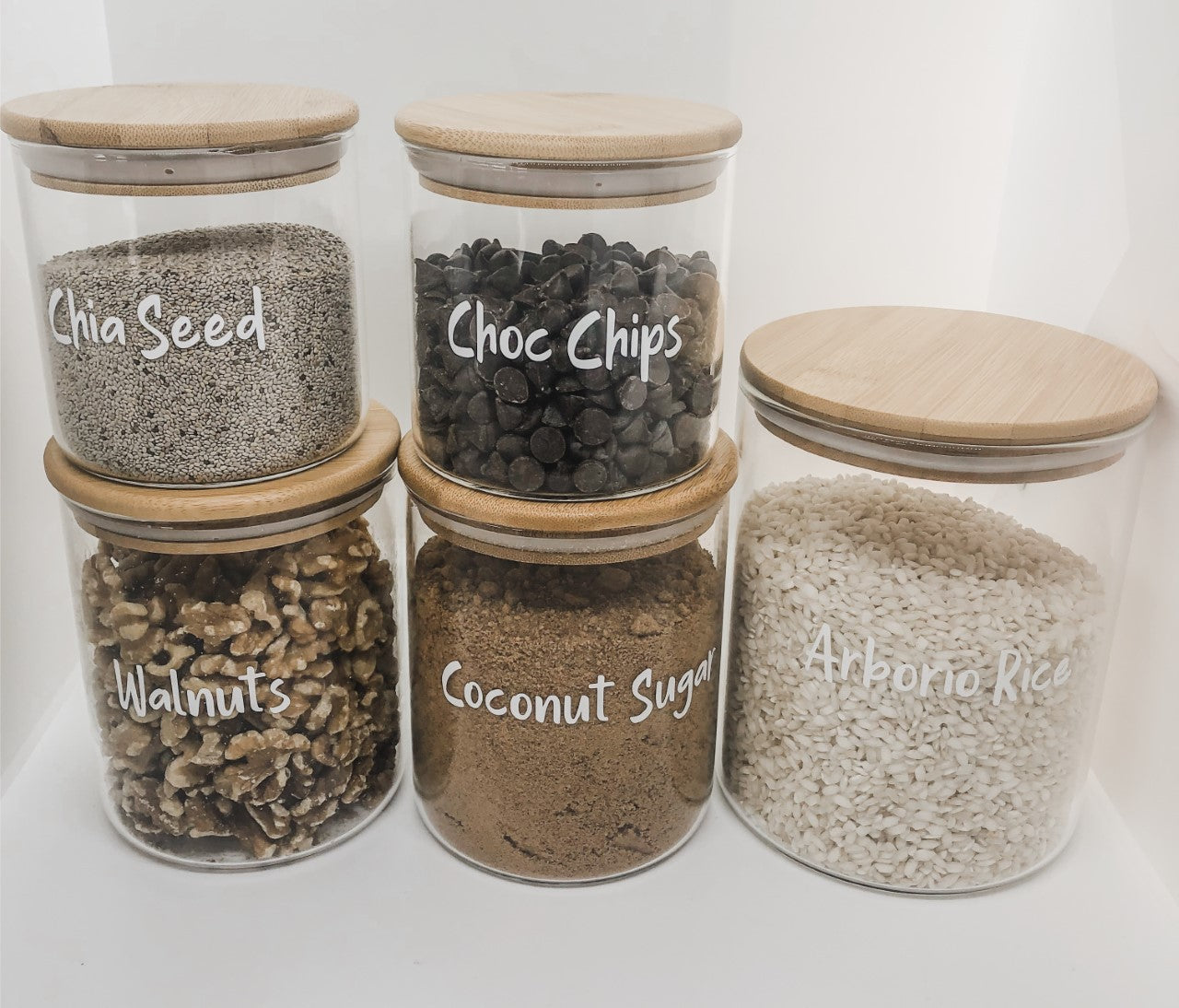 Small Pack - Bamboo Lids, Glass Storage Jars